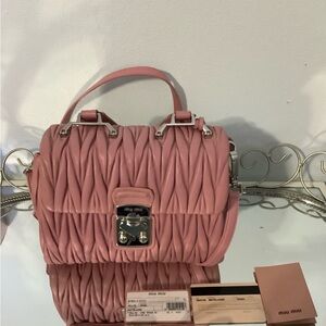 Miu Miu Pink Matelassé Quilted Leather Top-Handle Satchel